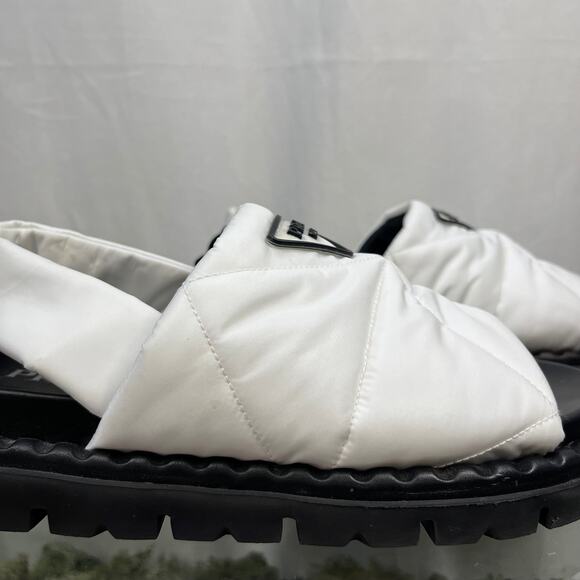 PRADA Padded Nylon White Slingback Sandals SZ 37.5 - Picture 7 of 11